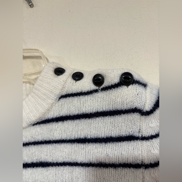 Rag & Bone Striped Lambswool Sam Sweater Pullover Ivory Navy Size Small - Picture 3 of 6